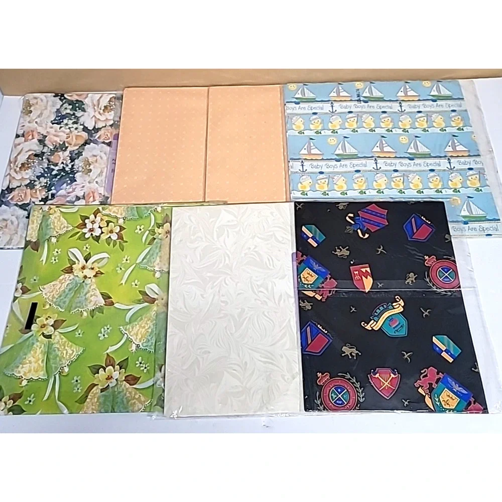 Lot Of 7 Vtg Wrapping Paper/Gift Wrap-Wedding-Baby Shower-Any Occasion
